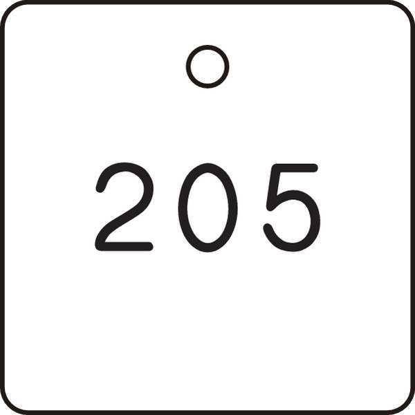 Nbr Tag, 1-1/4 x 1-1/4In, Sq., 201 to 300