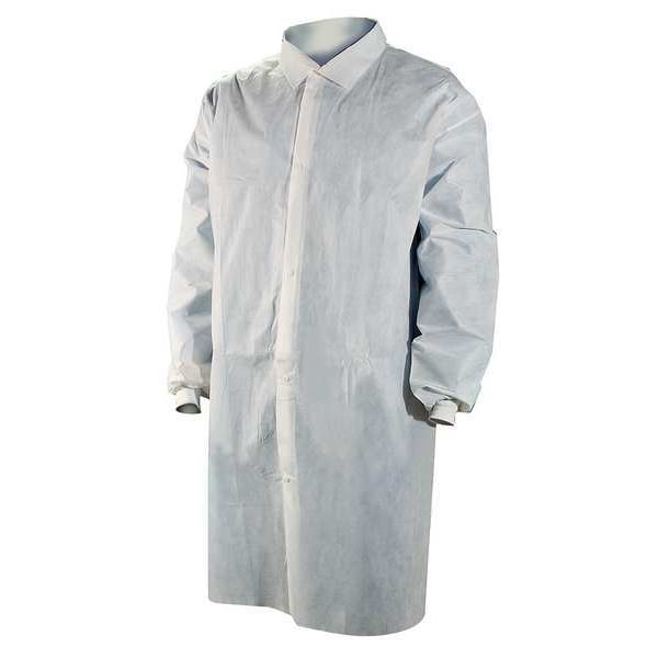 Disp Lab Coat, SMS, White, L, PK25