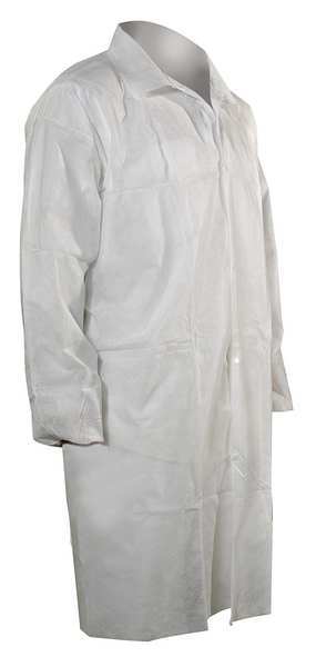 Disp Lab Coat, Polypropylene, White, M, PK25