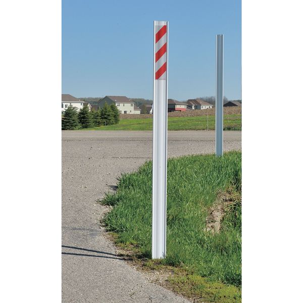 Flexible Marker Stake, Fiberglass, White/Red on White