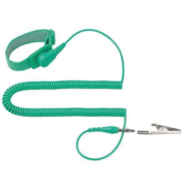 ESD Wrist Strap, Adjustable, 10 ft L, Green