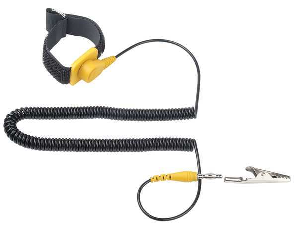 ESD Wrist Strap, Adj, 6 ft L, Yellow/Black