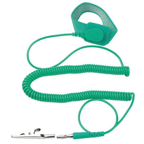 ESD Wrist Strap, Adjustable, 10 ft L, Green