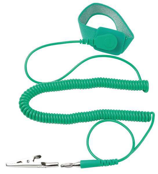 ESD Wrist Strap, Adjustable, 6 ft L, Green