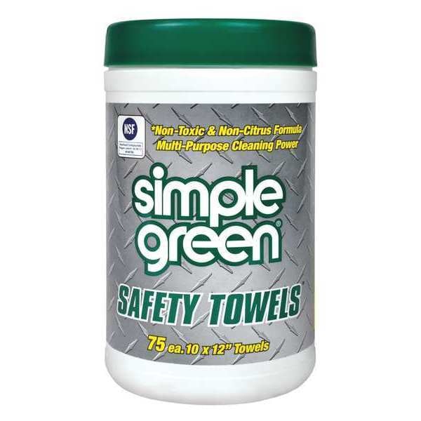 All Purpose Cleaning Wipes, White, Canister, Polypropylene, Hard Surfaces, 75 Wipes, 10 in x 12 in