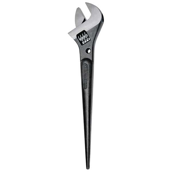 Adjustable Spud Wrench, Open End, 1-7/16 in Head, 0 in Offset, Alloy Steel, Black Oxide