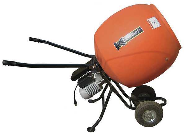 Wheelbarrow Mixer, 6 cu ft, 115V, 3/4 HP