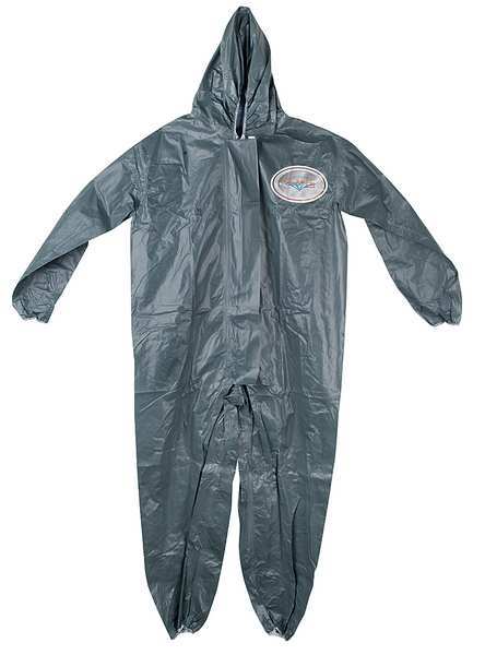 Hooded Chemical-Resistant FR Coveralls, Green, Zipper