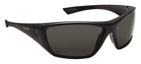 Safety Glasses, Wraparound Gray Polycarbonate Lens, Anti-Fog, Scratch-Resistant