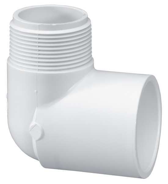 PVC Street Elbow, 90 Degrees, MNPT x Socket, 2 in Pipe Size