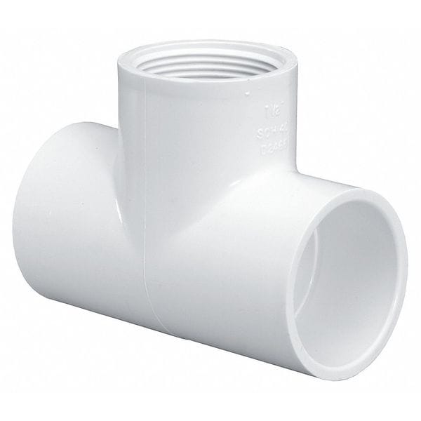 PVC Tee, Socket x Socket x FNPT, 3/4 in Pipe Size