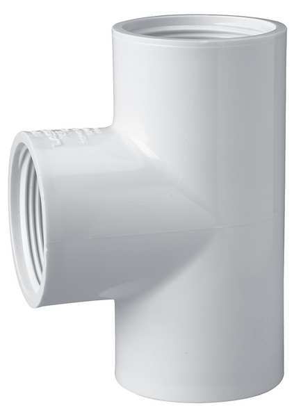 PVC Tee, FNPT x FNPT x FNPT, 1 in Pipe Size