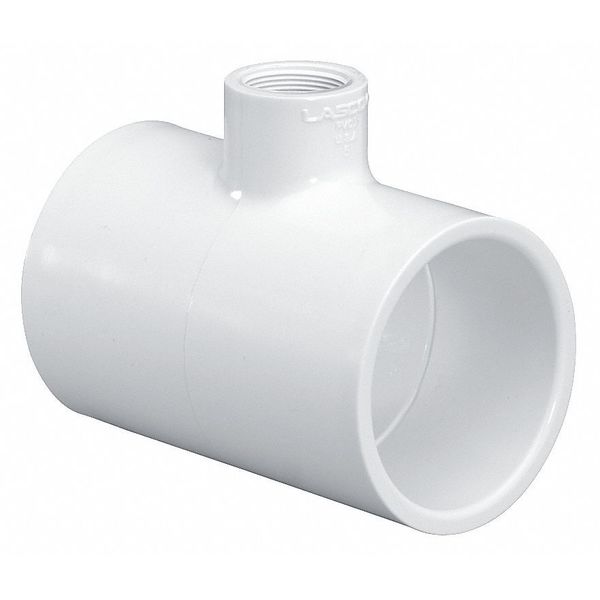 PVC Reducer Tee, Socket x Socket x Socket, 3 in x 3 in x 2 in Pipe Size