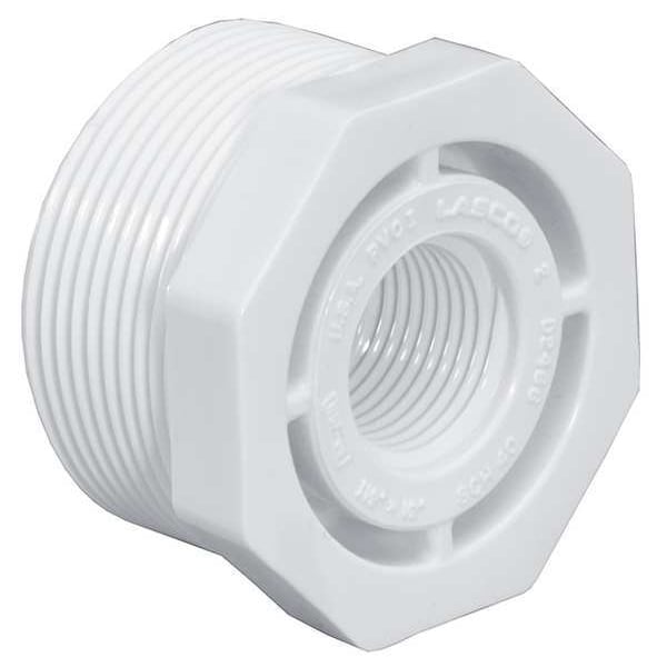 PVC Reducing Bushing, MNPT x FNPT, 3/4 in x 3/8 in Pipe Size