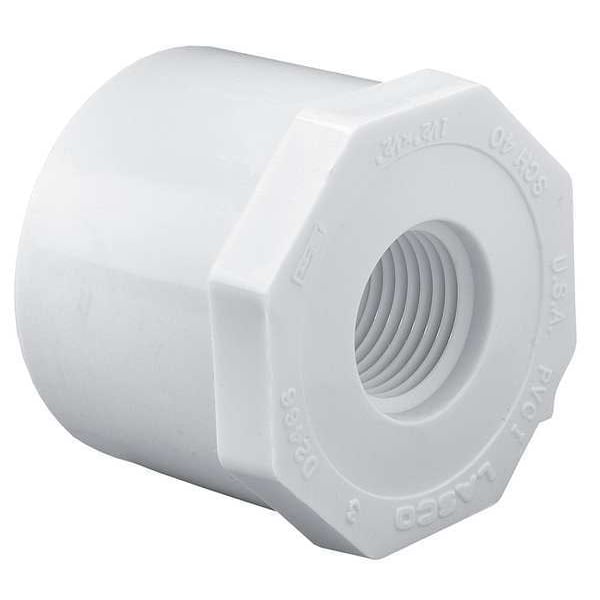 PVC Reducing Bushing, Spigot x FNPT, 4 in x 2 1/2 in Pipe Size