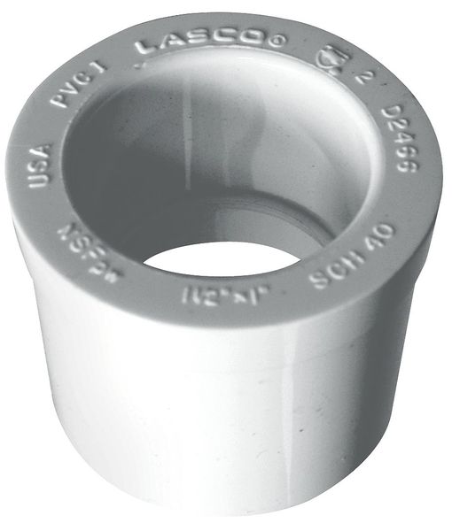 PVC Reducing Bushing, Spigot x Socket, 1 1/2 in x 1 1/4 in Pipe Size