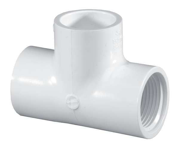 PVC Tee, Socket x FNPT x Socket, 1/2 in Pipe Size