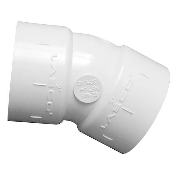 PVC Elbow, 22-1/2 Degrees, Socket x Socket, 2 in Pipe Size
