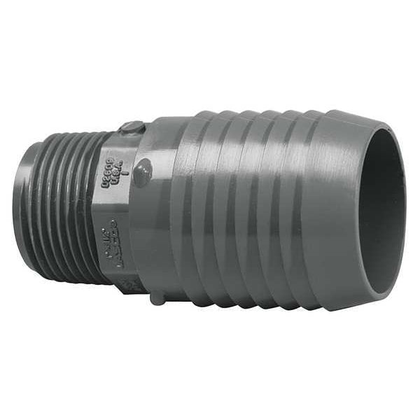 PVC Reducing Male Adapter, Insert x MNPT, 1 in x 1/2 in Pipe Size