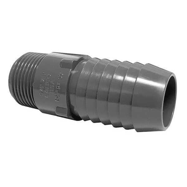 PVC Reducing Male Adapter, Insert x MNPT, 1 in x 3/4 in Pipe Size