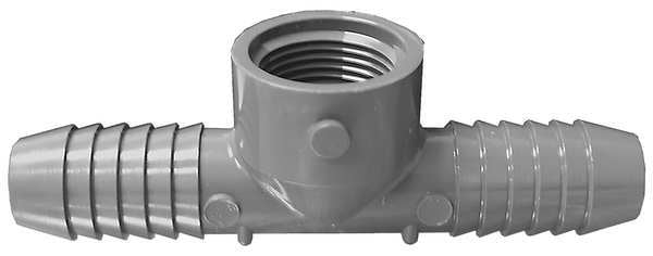 PVC Female Adapter Reducing Tee, Insert x Insert x FNPT, 1 1/2 in x 1 1/2 in x 1/2 in Pipe Size