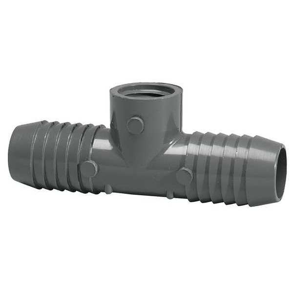 PVC Female Adapter Reducing Tee, Insert x Insert x FNPT, 1 1/2 in x 1 1/2 in x 1 in Pipe Size