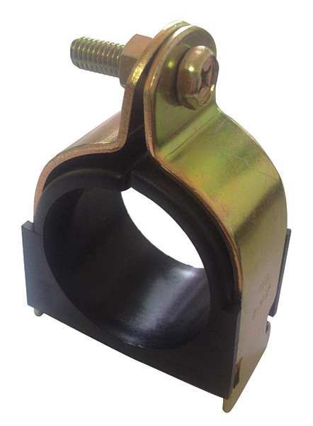 Cushioned Clamp, 2In, Galv Gold Steel