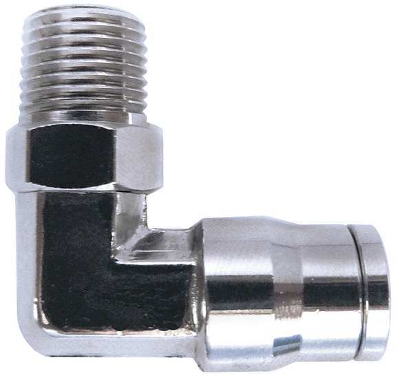 Nickel Plated Brass Male Elbow, 90 Degrees, 1/8 in Tube Size