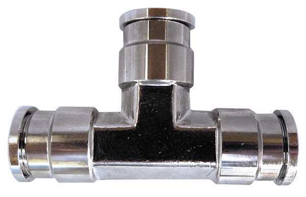 Nickel Plated Brass Tee, 1/4 in Tube Size