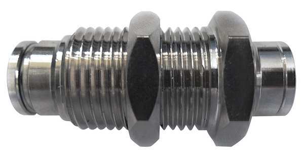 Nickel Plated Brass Bulkhead Union, 1/2 in Tube Size