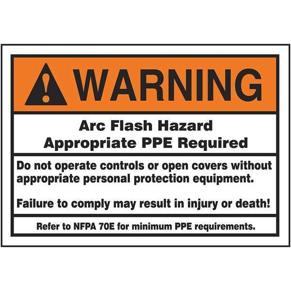Label, 3-1/2x5, Warning Arc Flash Hazard