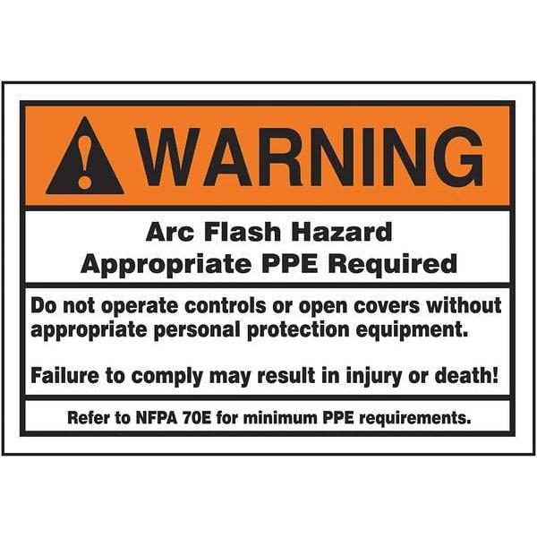 Label, 5x7, Warning Arc Flash Hazard