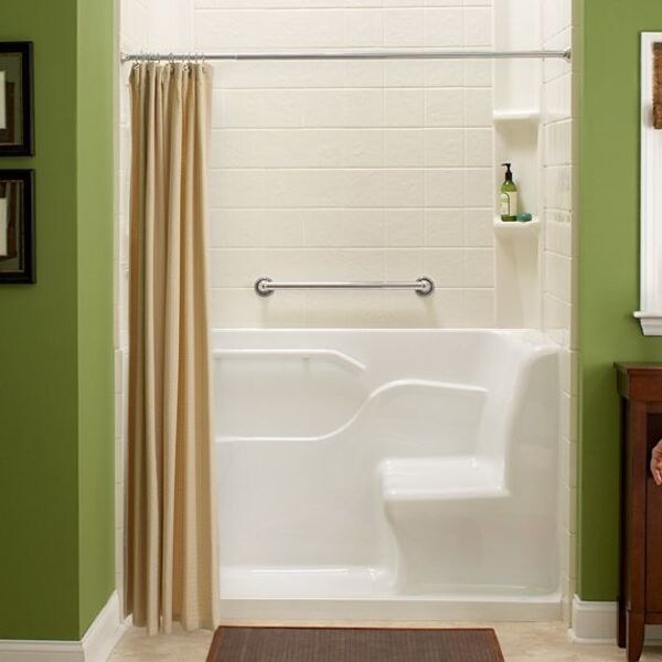 Seated Safety Shower, 60 in L, 30 in W, White, Acrylic
