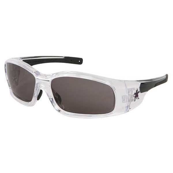 Safety Glasses, Wraparound Gray Polycarbonate Lens, Anti-Fog, Scratch-Resistant