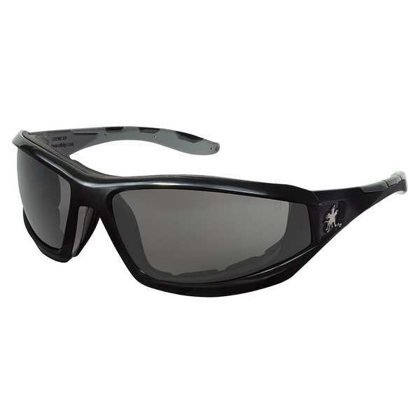 Safety Glasses, Wraparound Gray Polycarbonate Lens, Anti-Fog, Scratch-Resistant