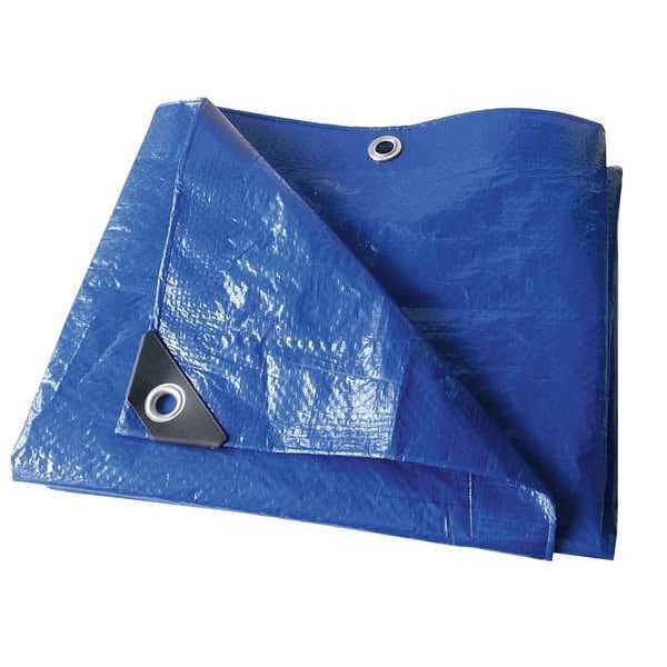 Tarp, 40 x 60 ft, 3.2 mil, Polyethylene, Standard Duty, Blue, Mildew Resistant, Tear Resistant