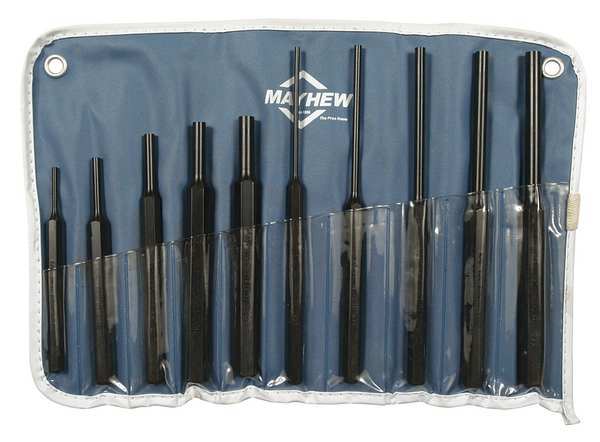 Drive Pin Punch Set, 10 Pieces, Steel