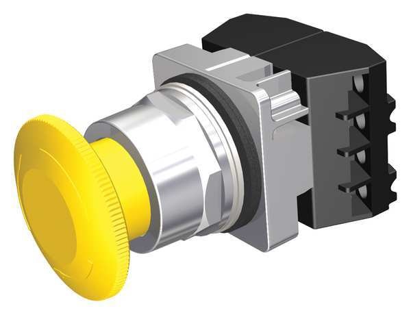 Non-Illuminated Push Button, 30 mm, 2NC, Yellow