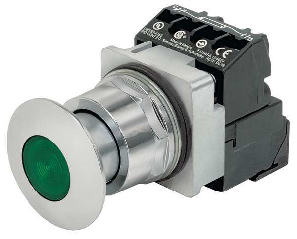 Illuminated Push Button, 30 mm, 1NO/1NC, Green