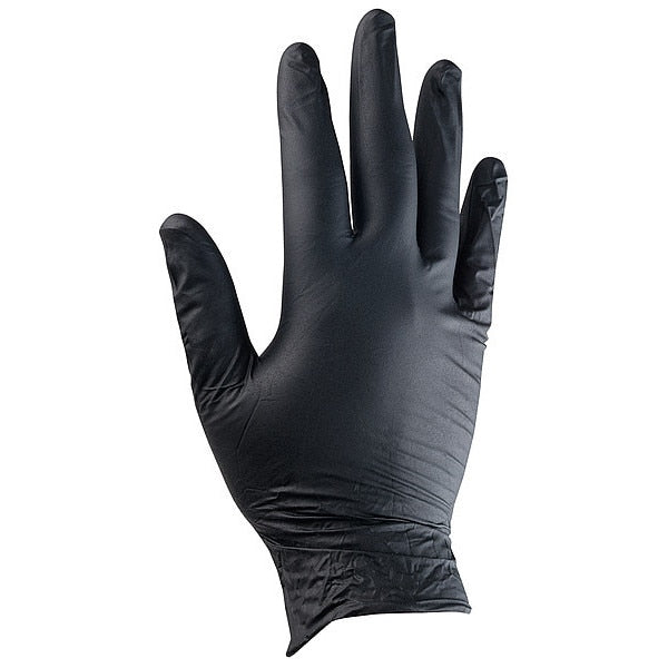 Disposable Gloves, Nitrile, Powder Free, Black, XL, 50 PK