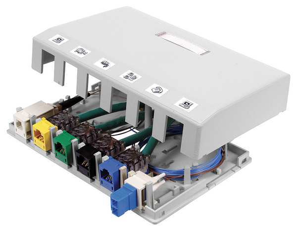 Surface Mount Box, 6 Ports, White
