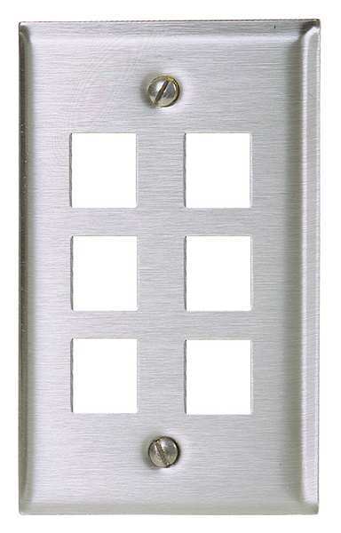 Plate, 6 Ports, Gray, Wall