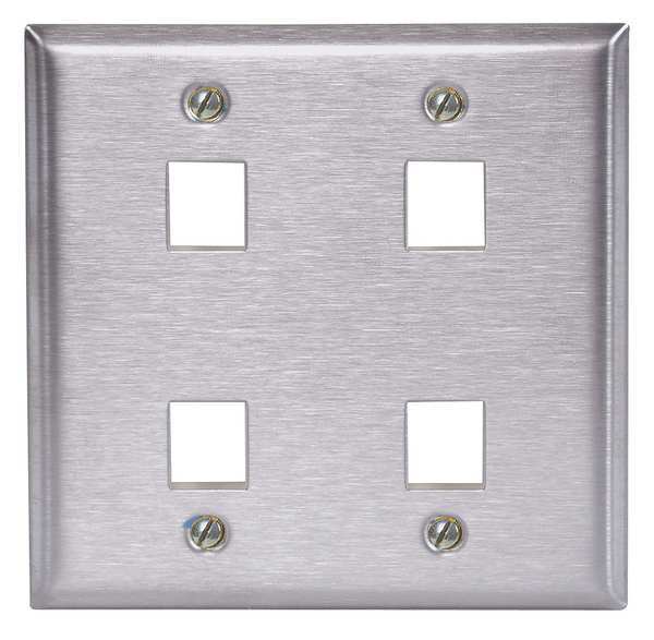 Plate, 4 Ports, Gray, Wall
