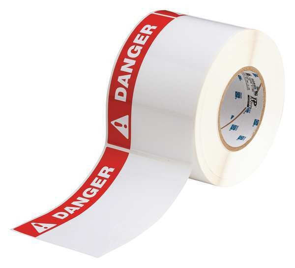 Thermal Transfer Label, Red/White, Labels/Roll: 500