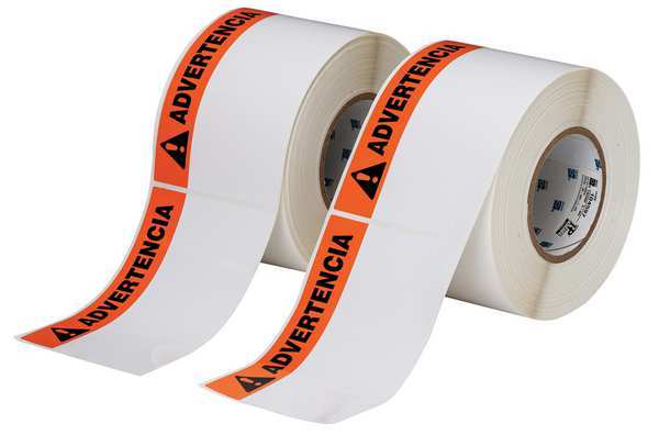 Thermal Transfer Label, Orange/Black/White, Labels/Roll: 1000