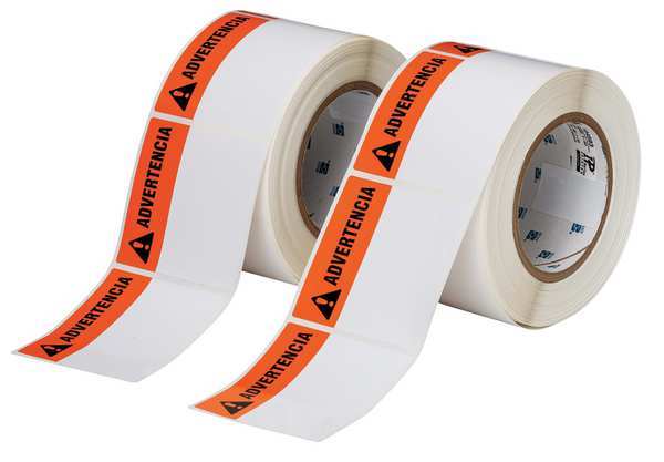 Thermal Transfer Label, Orange/Black/White, Labels/Roll: 1000