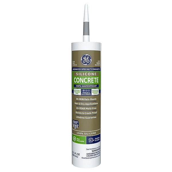 Concrete & Masonry Sealant, 10.1 oz, Cartridge, Light Gray, Silicone Base