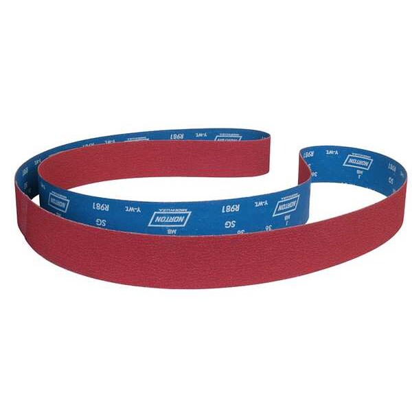 Sanding Belt, Coated, 1 in W, 24 in L, 50 Grit, Coarse, Ceramic, R981 SG, Maroon