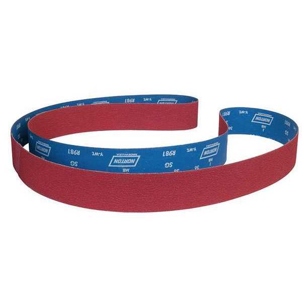 Sanding Belt, Coated, 3/4 in W, 18 in L, 60 Grit, Medium, Ceramic, R981 SG, Maroon