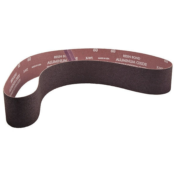 Sanding Belt, Coated, 2 1/2 in W, 48 in L, 60 Grit, Medium, Aluminum Oxide, R228 Metalite, Brown